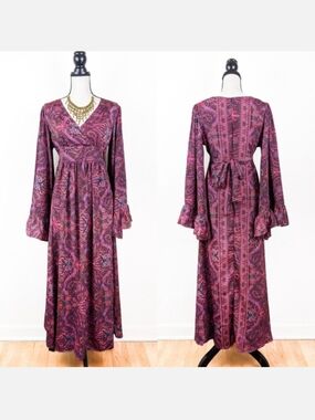 NWT Blue Boheme Tina Bell Sleeve Maxi Dress, Size M/L